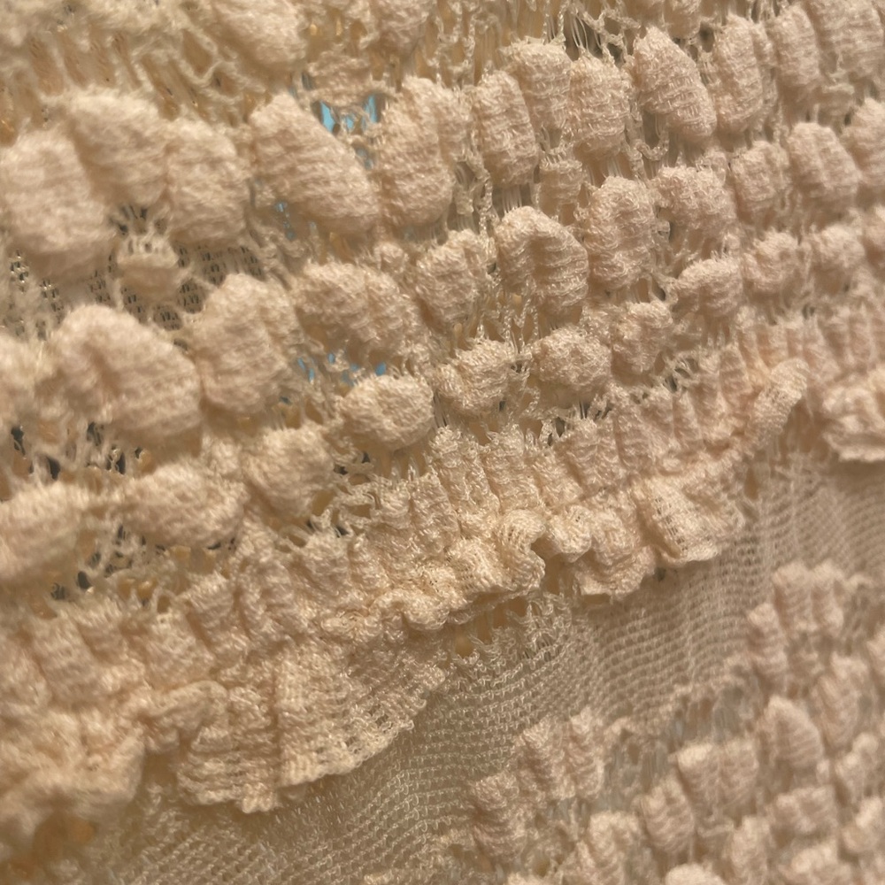 Free People Lace Short Sleeve Cream Tee - Picture 3 of 10